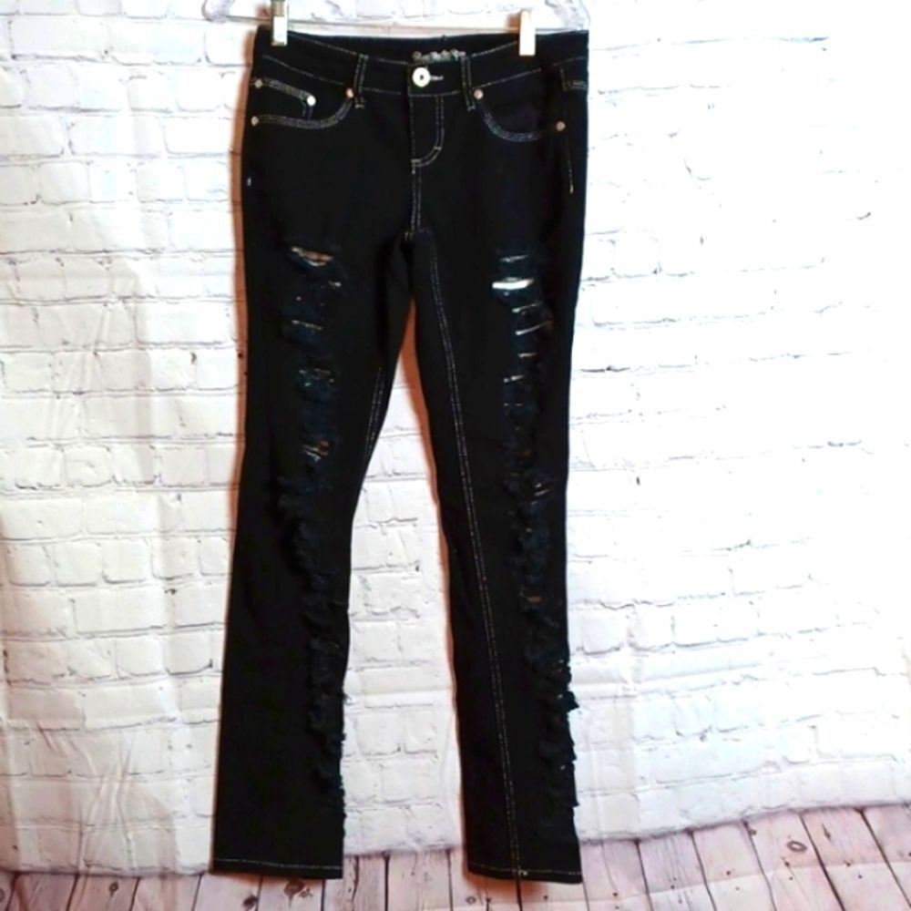 VANILLA SKY ‎ Ripped Blue Soft Skinny Jeans New  sz 7